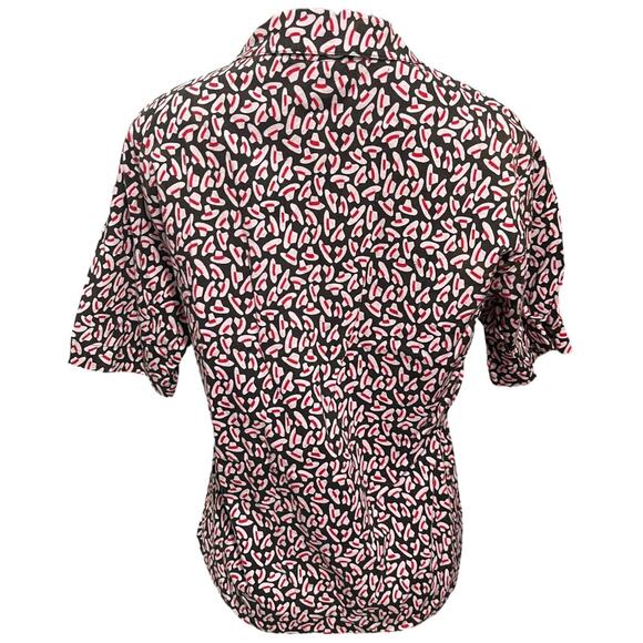 Size 12 Suburbans Womens Vintage Button Up Shirt Blouse Fedora Hat Print - Picture 6 of 11